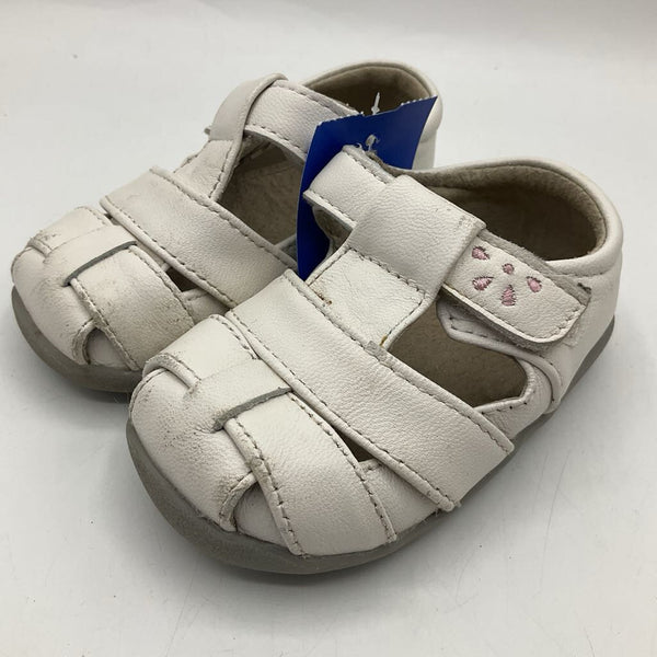 Size 5: See Kai Run White Leather Velcro Sandals
