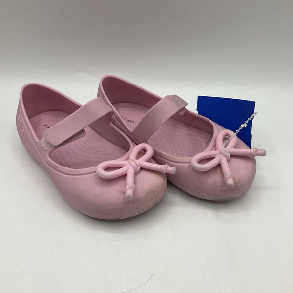 Size 7: Crocs Pink Velcro Strap Mary Janes