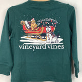 Size 2: Vineyard Vines Green Santa Dogs Print Long Sleeve Shirt-NEW W/Tag