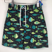 Size 18m: Janie and Jack Black/Green Fish Swim Trunks