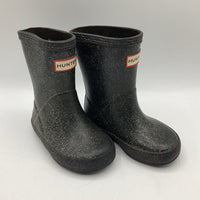 Size 5-6: Hunter Black Sparkle Rain Boots