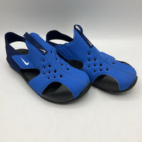 Size 2Y: Nike Blue/Black Velcro Strap Sandals