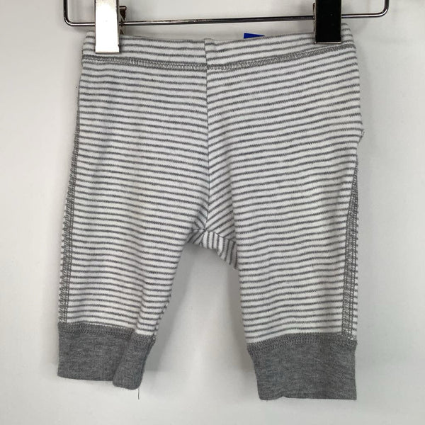 Size NB: Hanna Andersson White/Grey Striped Cozy Pants