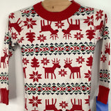 Size 3 (90): Hanna Andersson Red/White Reindeer 2pcPj's
