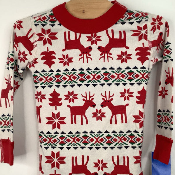 Size 3 (90): Hanna Andersson Red/White Reindeer 2pcPj's