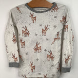 Size 3: Burt Bees Kids 2pc White Reindeer And Snowflake Pj's