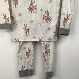 Size 3: Burt Bees Kids 2pc White Reindeer And Snowflake Pj's