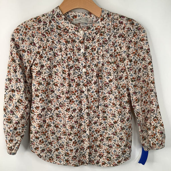 Size 9: Zara Beige Pink Floral Blouse