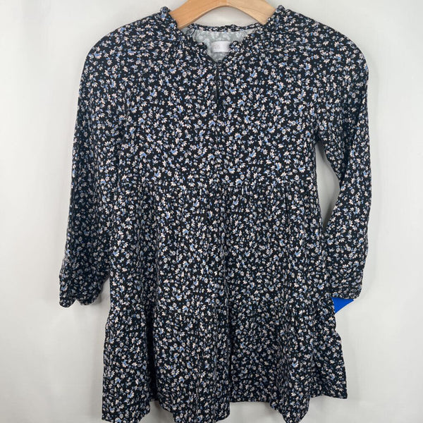 Size 9: Zara Navy White Floral Long Sleeve Dress
