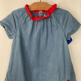 Size 5-6: Mini Boden Flower Detail Lined Chambray Dress