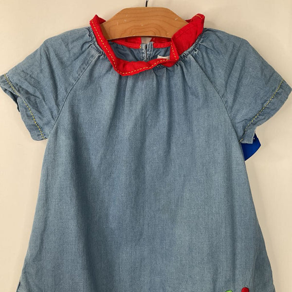 Size 5-6: Mini Boden Flower Detail Lined Chambray Dress