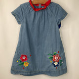 Size 5-6: Mini Boden Flower Detail Lined Chambray Dress