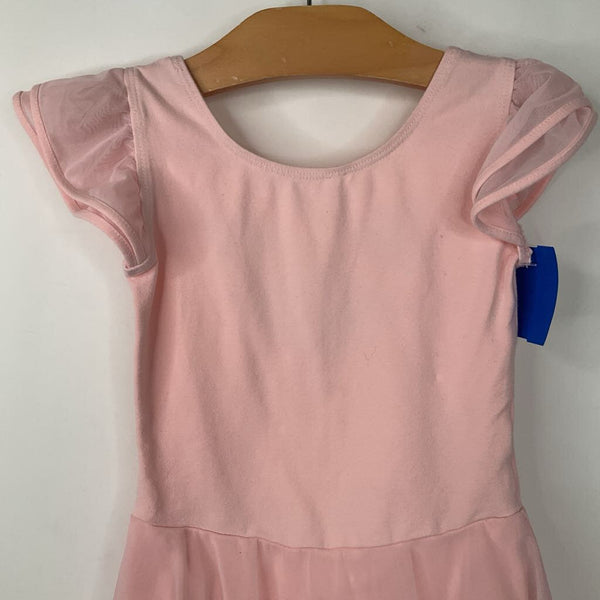 Size 6-7: Pink Mesh Skirt Short Sleeve Leotard