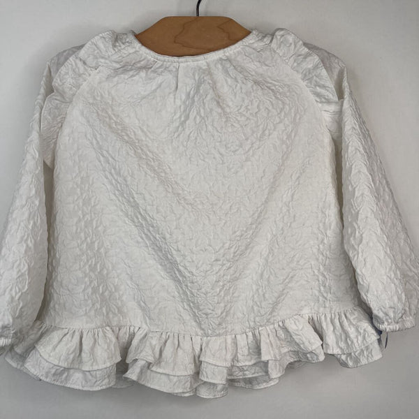 Size 2-3: Zara White Textured Ruffle Trim Blouse