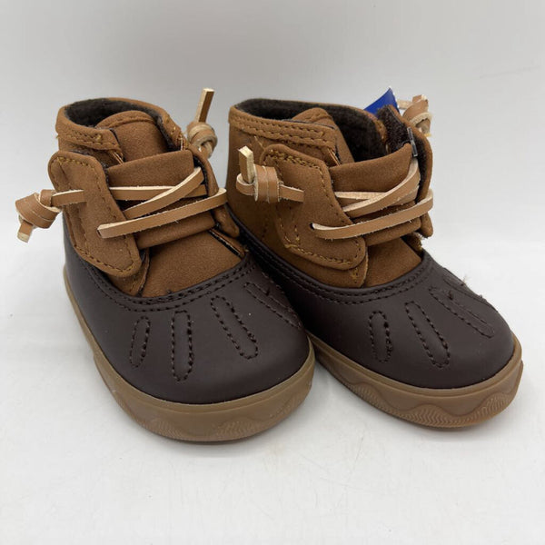 Size 2m: Sperry Brown Slip-On Rain Boots