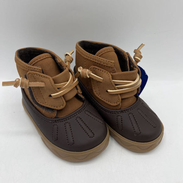 Size 3m: Sperry Brown Slip-On Rain Boots