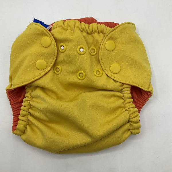 Size 1: Esembly Orange/Yellow Adjustable Snap Diaper Cover