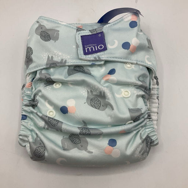 Size O/S: Bambino Mio Blue Elephant Print Adjustable Velcro Strap Diaper