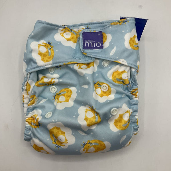 Size O/S: Bambino Mio Blue Sleeping Giraffe Print Adjustable Velcro Strap Diaper