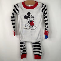 Size 3 (90): Hanna Andersson Micky Mouse White/Black Striped 2pc PJs