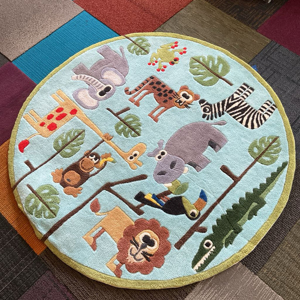 Circle Safari Animals Rug