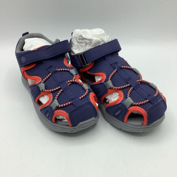 Size 9 Stride Rite Grey/Blue/Orange Velcro Strap Sandals-NEW W/Tag