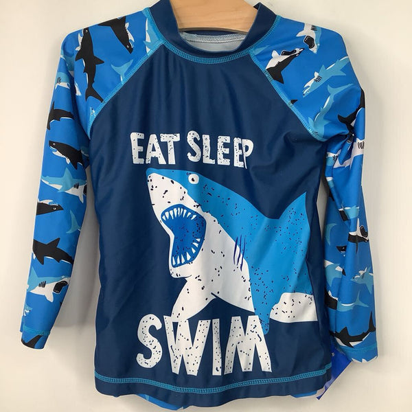 Size 6-7: Blue Shark Print 2pc Swim Suit