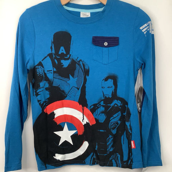 Size 9-10: Disney Blue Captain America Long Sleeve Shirt