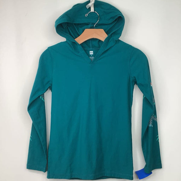 Size 12: Tea Teal Hooded Long Sleeve Shirt