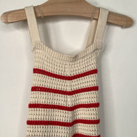 Size 5: Zara Creme/Red Striped Knitted Shortalls