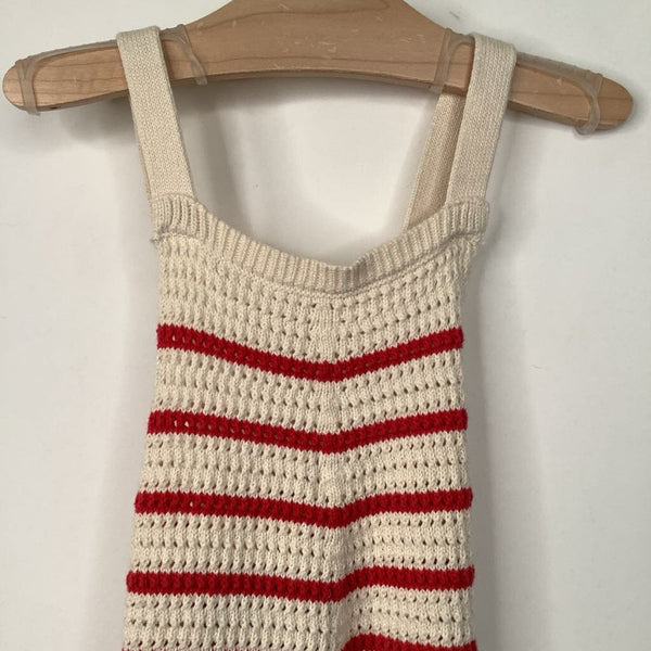 Size 5: Zara Creme/Red Striped Knitted Shortalls