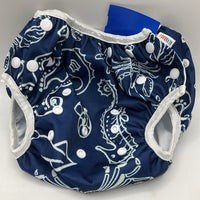 Size OS: Alva Baby Blue Sea Creature Adjustable Snap Diaper Cover