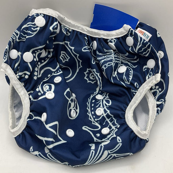 Size OS: Alva Baby Blue Sea Creature Adjustable Snap Diaper Cover