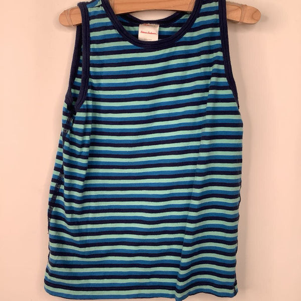 Size 6-7 (120) Hanna Andersson Blue Striped Button-Up Back Tank Top