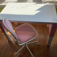 Ikea Pink/White Wooden Adjustable Table & Chair