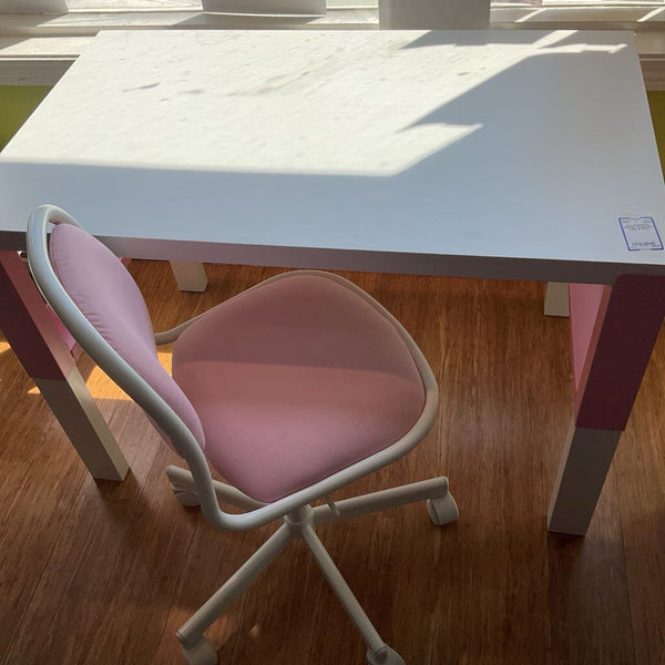 Ikea Pink/White Wooden Adjustable Table & Chair