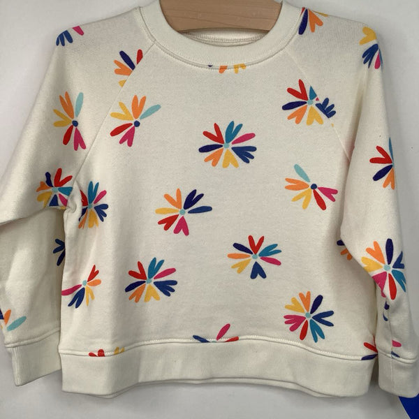 Size 3: Primary White/Colorful Floral Sweater