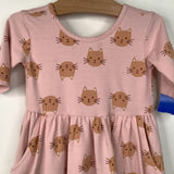 Size 4 (100): Hanna Andersson Pink Cat Print Half Sleeve Dress