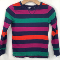 Size 8: Lands End Blue/Green/Pink Striped Long Sleeve Shirt