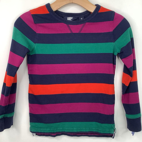 Size 8: Lands End Blue/Green/Pink Striped Long Sleeve Shirt