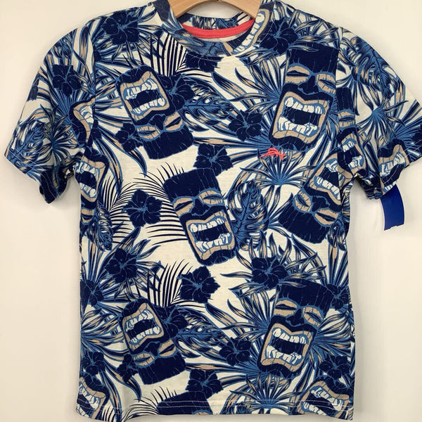 Size 8: Tommy Bahama Blue Tiki Head Print T-Shirt
