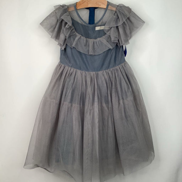 Size 5-6: Boden Grey Tulle Ruffle Sleeve Dress
