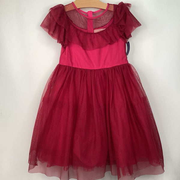 Size 5-6: Boden Red Tulle Ruffle Sleeve Dress