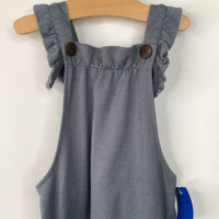 Size 12-18m: Milkbarn Blue Ruffle Linen Overalls