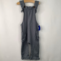Size 12-18m: Milkbarn Blue Ruffle Linen Overalls