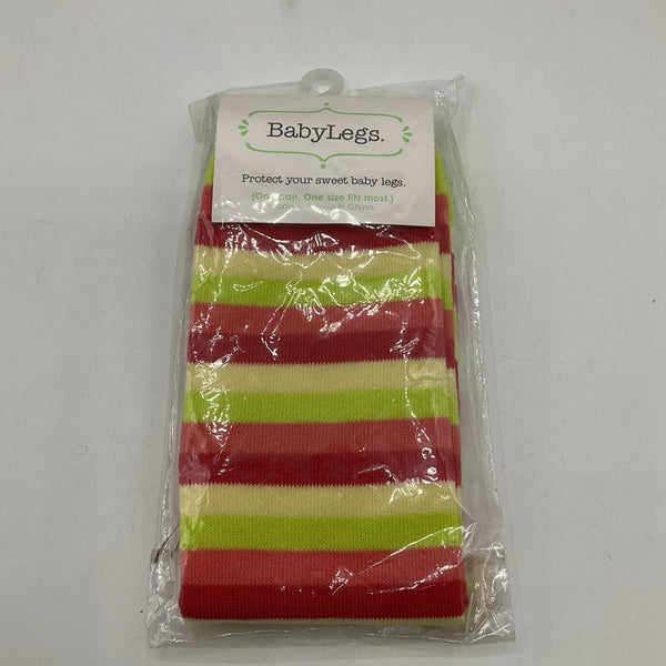 Size O/S: Baby Legs Red/Green Striped Leg Warmers