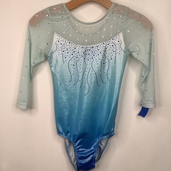 Size 10: Blue Sparkly Long Sleeve Leotard