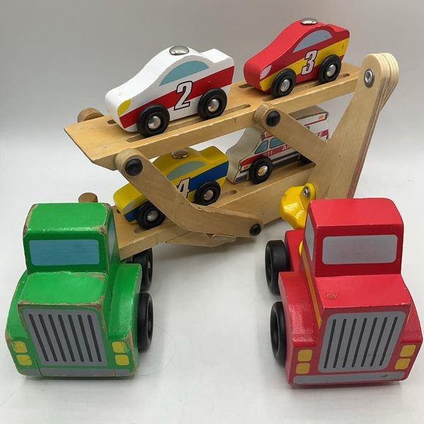 Melissa & Doug Wooden Car Transport W/Magnetic Car Loader