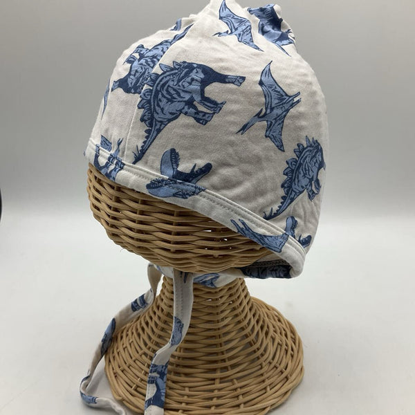 Size 6-12m: Kate Quinn White Blue Dinosaur Baby Hat