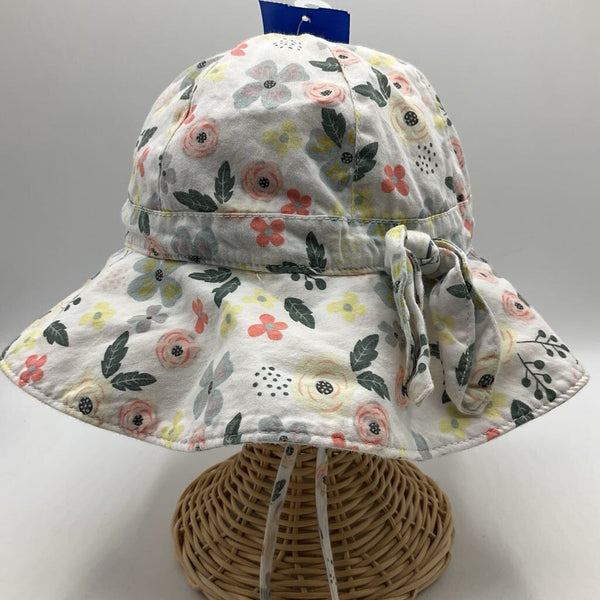 Size OS: White Colorful Floral Sun Hat